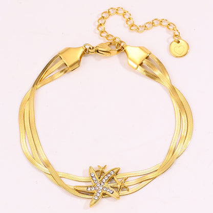 Starfish Bracelet For April Fools Featuring Style In 304 Stainless Steel With 18K Real Gold Plated And Stone-Free Inlay