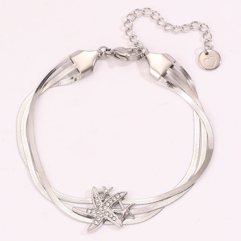 Starfish Bracelet For April Fools Featuring Style In 304 Stainless Steel With 18K Real Gold Plated And Stone-Free Inlay