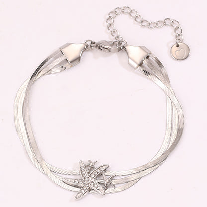 Starfish Bracelet For April Fools Featuring Style In 304 Stainless Steel With 18K Real Gold Plated And Stone-Free Inlay