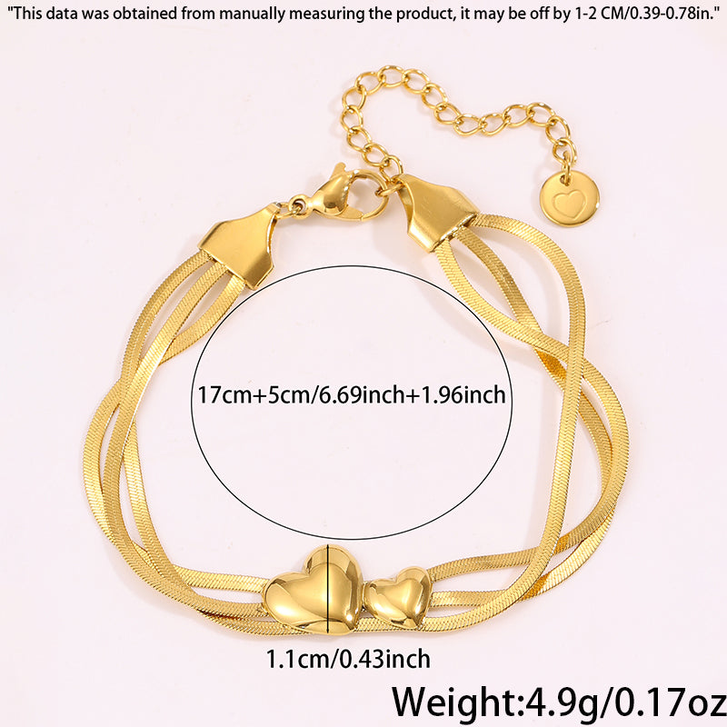 Heart Shape Couple Bracelets For Super Bowl Featuring 304 Stainless Steel With 18K Real Gold Plated And Stone-Free Inlay