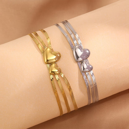Heart Shape Couple Bracelets For Super Bowl Featuring 304 Stainless Steel With 18K Real Gold Plated And Stone-Free Inlay