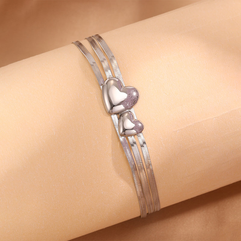 Heart Shape Couple Bracelets For Super Bowl Featuring 304 Stainless Steel With 18K Real Gold Plated And Stone-Free Inlay
