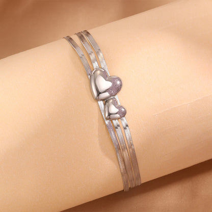 Heart Shape Couple Bracelets For Super Bowl Featuring 304 Stainless Steel With 18K Real Gold Plated And Stone-Free Inlay
