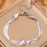 Steel Color Three Layer Blade Love Bracelet