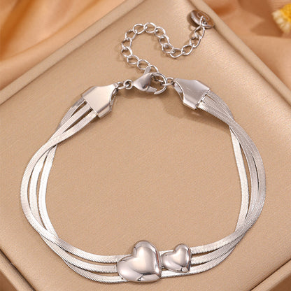 Heart Shape Couple Bracelets For Super Bowl Featuring 304 Stainless Steel With 18K Real Gold Plated And Stone-Free Inlay