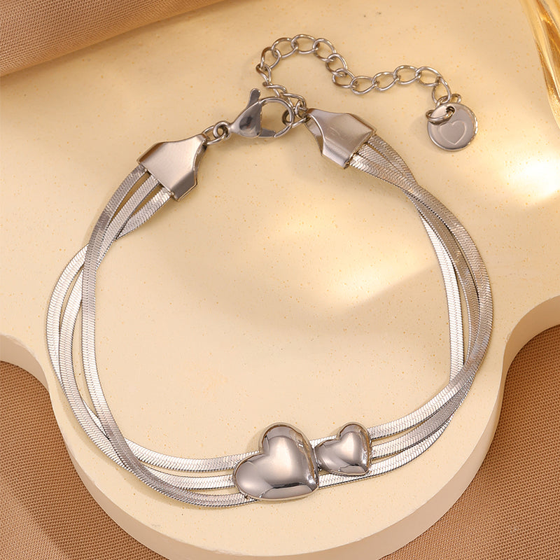 Heart Shape Couple Bracelets For Super Bowl Featuring 304 Stainless Steel With 18K Real Gold Plated And Stone-Free Inlay
