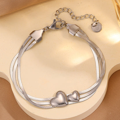 Heart Shape Couple Bracelets For Super Bowl Featuring 304 Stainless Steel With 18K Real Gold Plated And Stone-Free Inlay