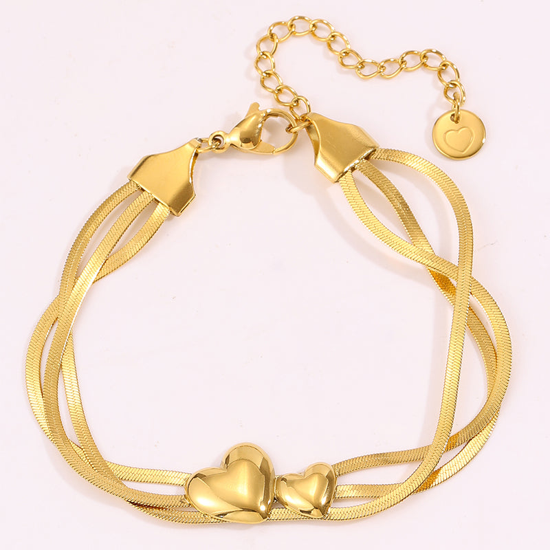 Heart Shape Couple Bracelets For Super Bowl Featuring 304 Stainless Steel With 18K Real Gold Plated And Stone-Free Inlay
