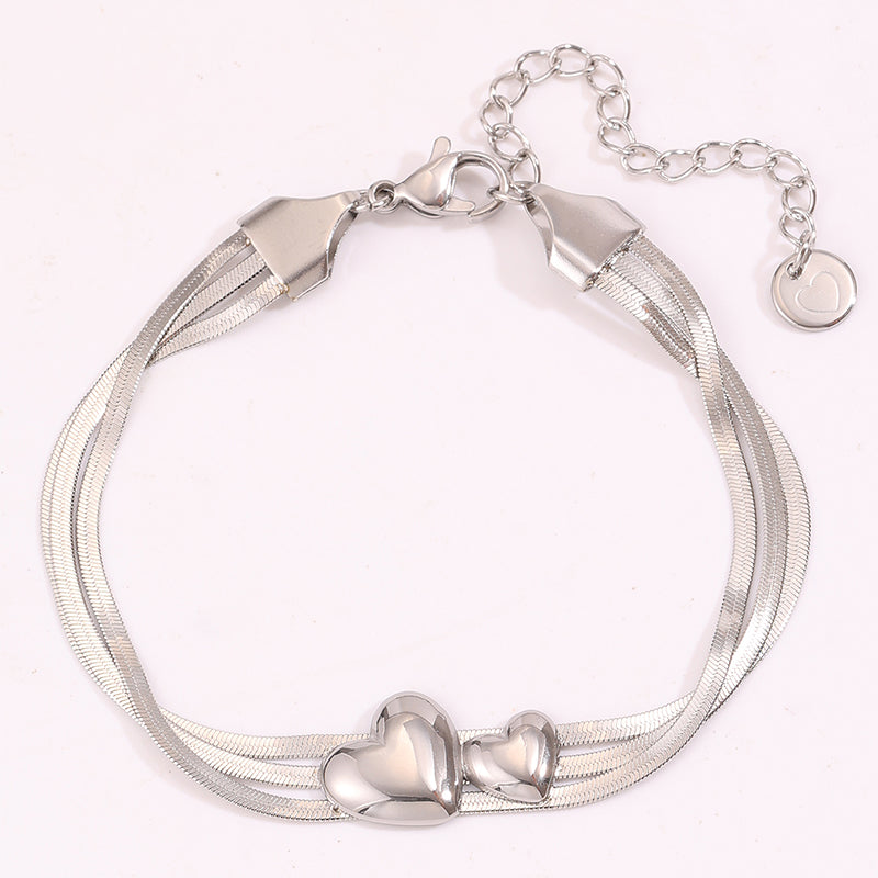 Heart Shape Couple Bracelets For Super Bowl Featuring 304 Stainless Steel With 18K Real Gold Plated And Stone-Free Inlay