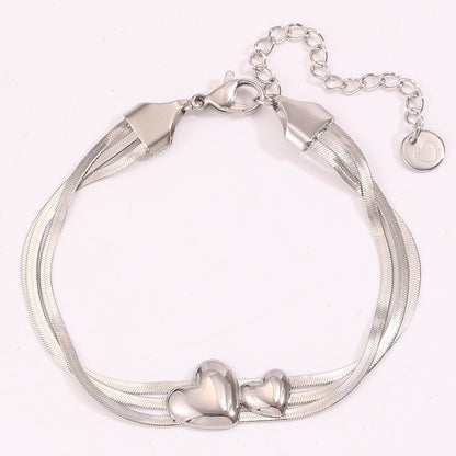 Heart Shape Couple Bracelets For Super Bowl Featuring 304 Stainless Steel With 18K Real Gold Plated And Stone-Free Inlay