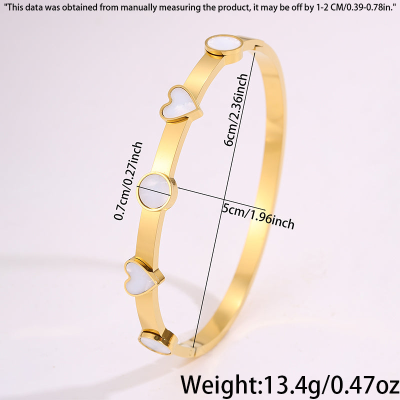 Heart Shape Rock Style Bangle For Super Bowl Featuring 304 Stainless Steel With 18K Real Gold Plated And Stone-Free Inlay