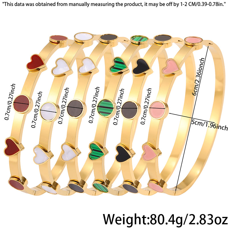 Heart Shape Rock Style Bangle For Super Bowl Featuring 304 Stainless Steel With 18K Real Gold Plated And Stone-Free Inlay