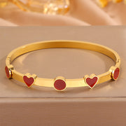 Red Heart Round Shell Bracelet