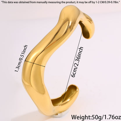 Solid Color Unisex Bangle For Super Bowl Featuring 304 Stainless Steel With 18K Real Gold Plated And Stone-Free Inlay