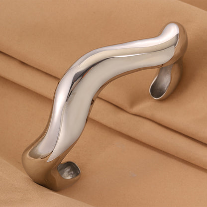 Solid Color Unisex Bangle For Super Bowl Featuring 304 Stainless Steel With 18K Real Gold Plated And Stone-Free Inlay