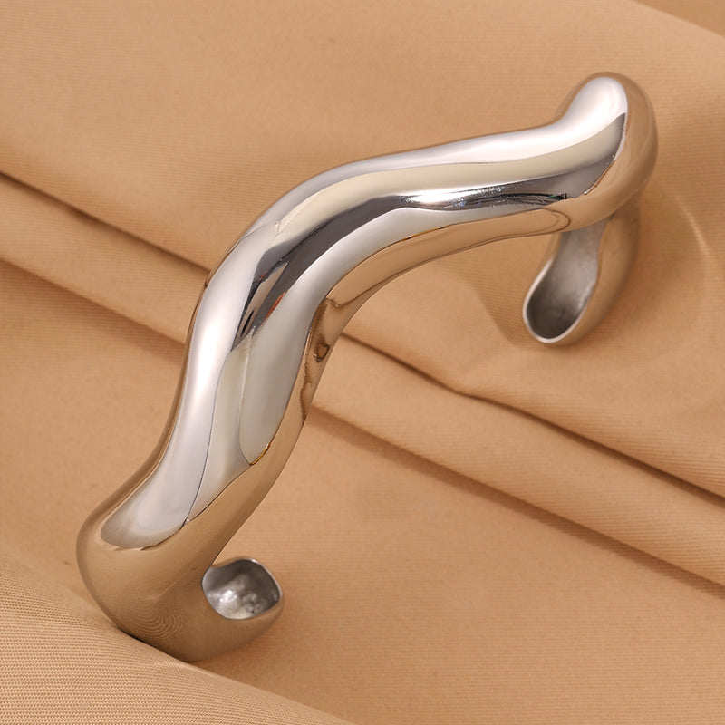 Solid Color Unisex Bangle For Super Bowl Featuring 304 Stainless Steel With 18K Real Gold Plated And Stone-Free Inlay