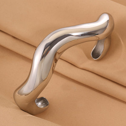Solid Color Unisex Bangle For Super Bowl Featuring 304 Stainless Steel With 18K Real Gold Plated And Stone-Free Inlay