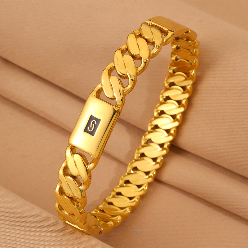 Solid Color Bangle For Super Bowl Featuring 304 Stainless Steel With 18K Real Gold Plated And Stone-Free Inlay