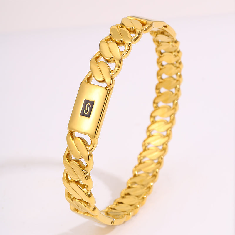 Solid Color Bangle For Super Bowl Featuring 304 Stainless Steel With 18K Real Gold Plated And Stone-Free Inlay