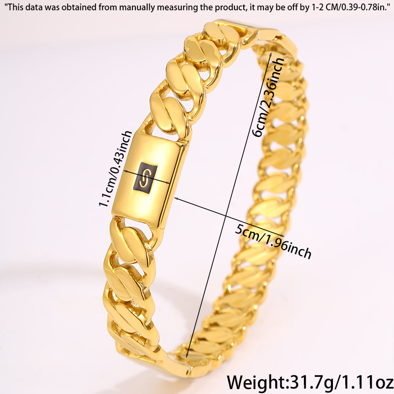 Solid Color Bangle For Super Bowl Featuring 304 Stainless Steel With 18K Real Gold Plated And Stone-Free Inlay