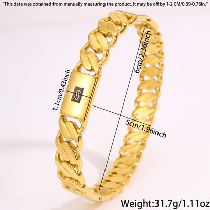 Solid Color Bangle For Super Bowl Featuring 304 Stainless Steel With 18K Real Gold Plated And Stone-Free Inlay
