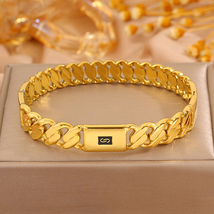Solid Color Bangle For Super Bowl Featuring 304 Stainless Steel With 18K Real Gold Plated And Stone-Free Inlay