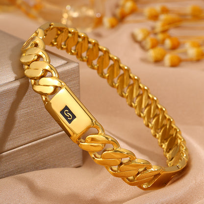 Solid Color Bangle For Super Bowl Featuring 304 Stainless Steel With 18K Real Gold Plated And Stone-Free Inlay