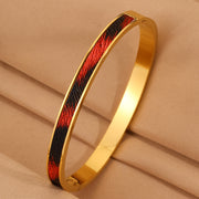 Black and Red Leather Textured Bracelet