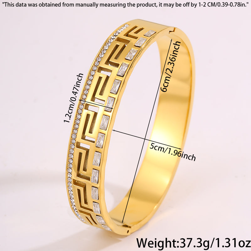 Solid Color Unisex Bangle For Super Bowl Featuring 304 Stainless Steel With 18K Real Gold Plated And Stone-Free Inlay