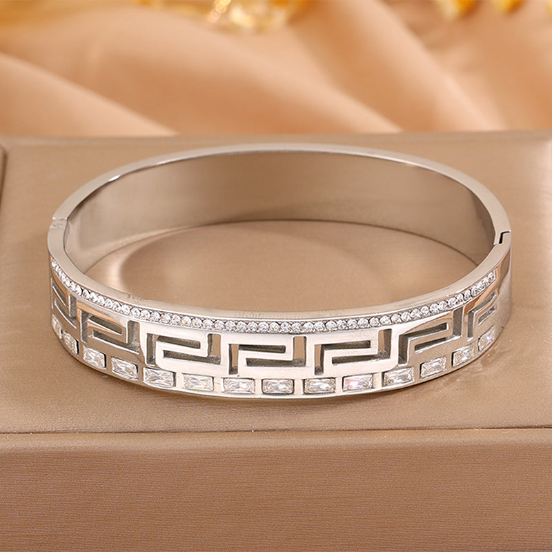 Solid Color Unisex Bangle For Super Bowl Featuring 304 Stainless Steel With 18K Real Gold Plated And Stone-Free Inlay
