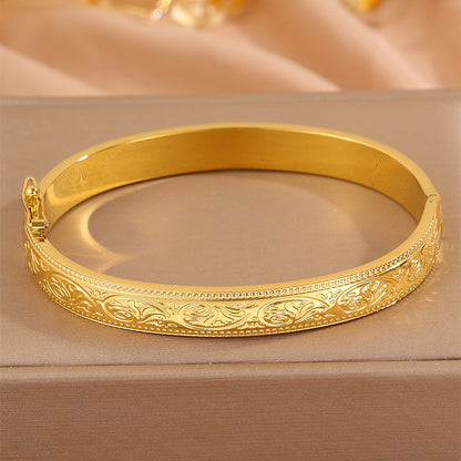 Solid Color Bangle For Super Bowl, Unisex 304 Stainless Steel With 18K Real Gold Plated, Stone-Free Inlay
