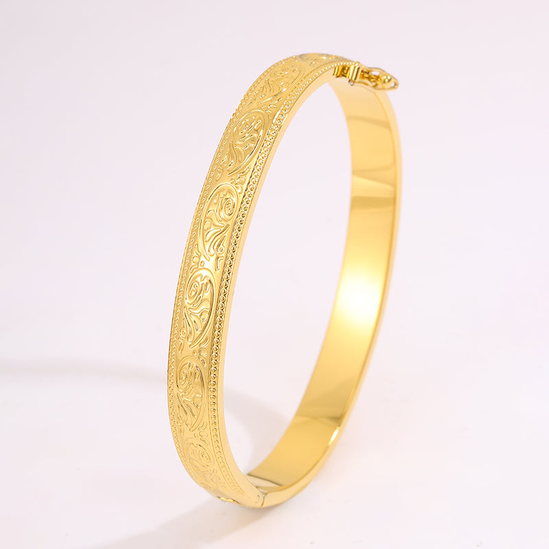 Solid Color Bangle For Super Bowl, Unisex 304 Stainless Steel With 18K Real Gold Plated, Stone-Free Inlay
