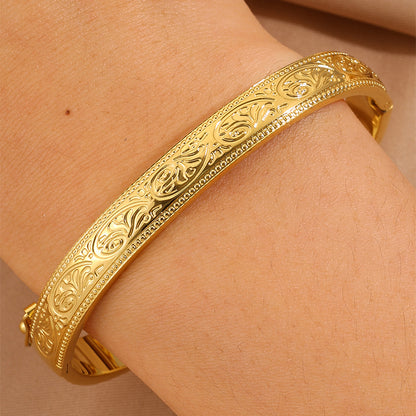 Solid Color Bangle For Super Bowl, Unisex 304 Stainless Steel With 18K Real Gold Plated, Stone-Free Inlay