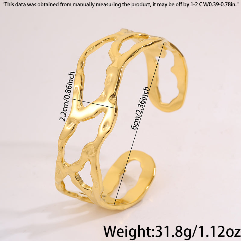 Roman Style Solid Color Bangle For Super Bowl, Made Of 304 Stainless Steel With 18K Real Gold Plating And Stone-Free Inlay