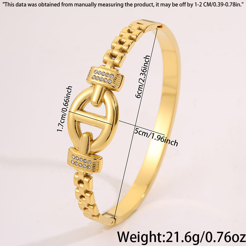 Solid Color Bangle For Super Bowl, Unisex 304 Stainless Steel With 18K Real Gold Plated, Stone-Free Design