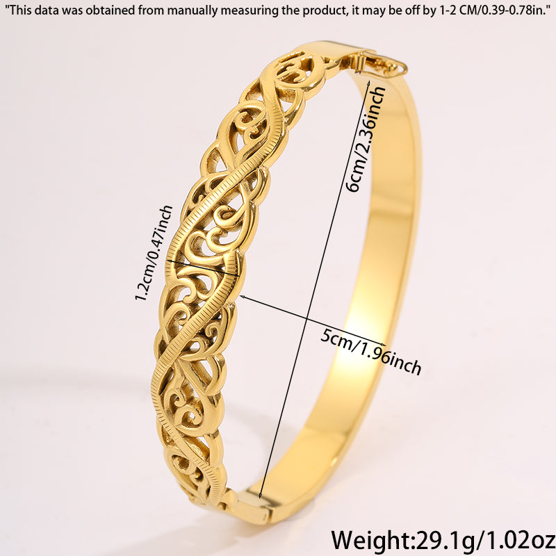 Solid Color Tropical Bangle For Super Bowl Featuring 304 Stainless Steel With 18K Real Gold Plated Finish And Stone-Free Inlay