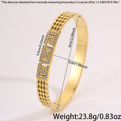 Bohemian Solid Color Bangle For Super Bowl Featuring 304 Stainless Steel With 18K Real Gold Plated And Rhinestones Inlay