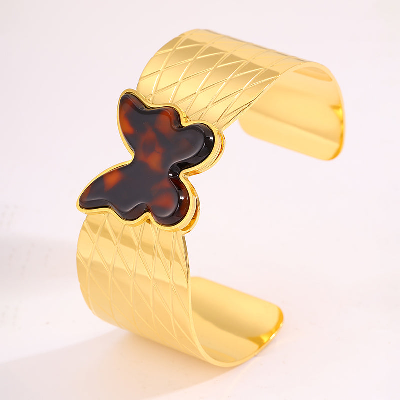 Solid Color Easter Bangle For Unisex Featuring 304 Stainless Steel With 18K Real Gold Plated Finish And Stone-Free Inlay