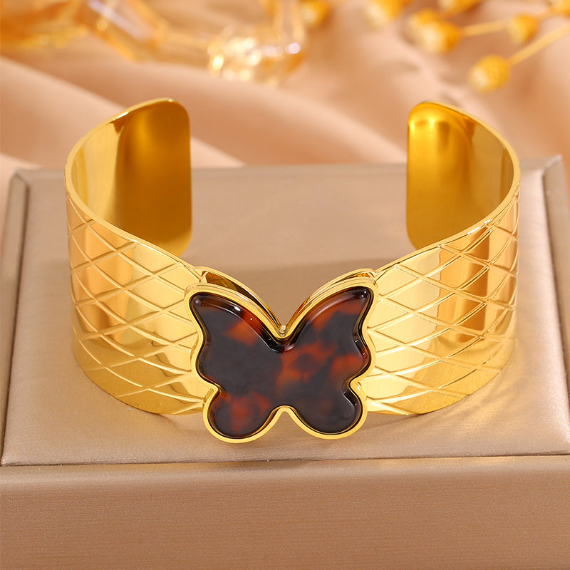 Solid Color Easter Bangle For Unisex Featuring 304 Stainless Steel With 18K Real Gold Plated Finish And Stone-Free Inlay