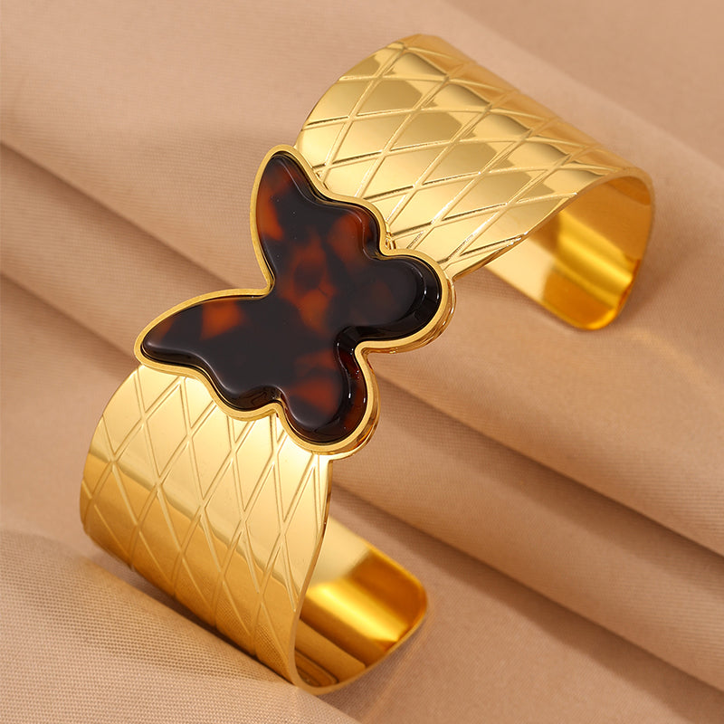 Solid Color Easter Bangle For Unisex Featuring 304 Stainless Steel With 18K Real Gold Plated Finish And Stone-Free Inlay