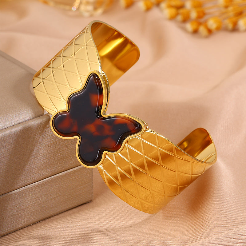 Solid Color Easter Bangle For Unisex Featuring 304 Stainless Steel With 18K Real Gold Plated Finish And Stone-Free Inlay