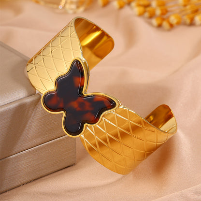 Solid Color Easter Bangle For Unisex Featuring 304 Stainless Steel With 18K Real Gold Plated Finish And Stone-Free Inlay