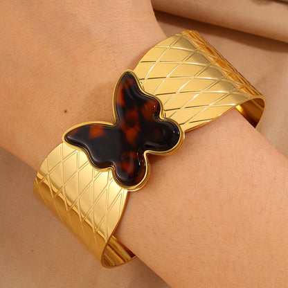 Solid Color Easter Bangle For Unisex Featuring 304 Stainless Steel With 18K Real Gold Plated Finish And Stone-Free Inlay