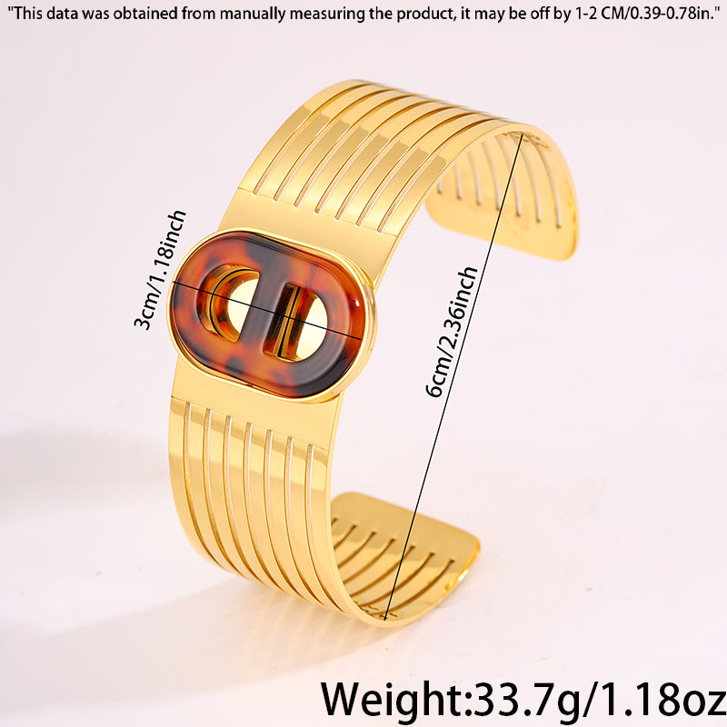 Solid Color Rock Style Bangle For Super Bowl Featuring 304 Stainless Steel With 18K Real Gold Plated And Stone-Free Inlay