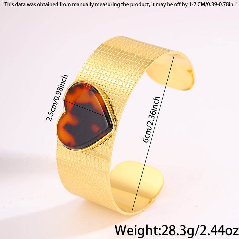 Heart Shape Bangle For Wedding Season, Unisex 304 Stainless Steel With 18K Real Gold Plated Finish And Stone-Free Inlay