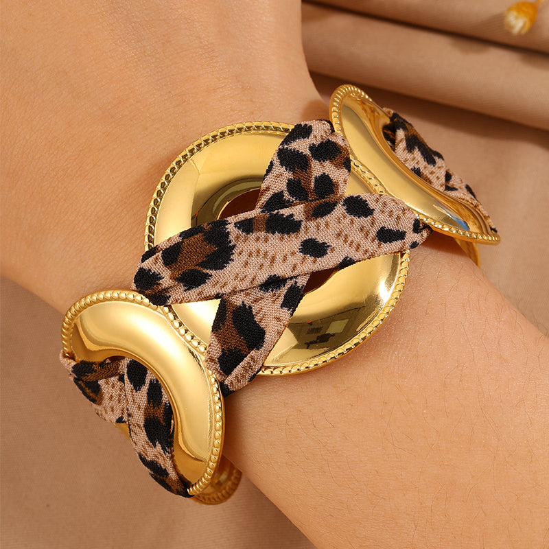 Solid Color Ethnic Style Bangle For Super Bowl Featuring 304 Stainless Steel With 18K Real Gold Plated And Stone-Free Inlay
