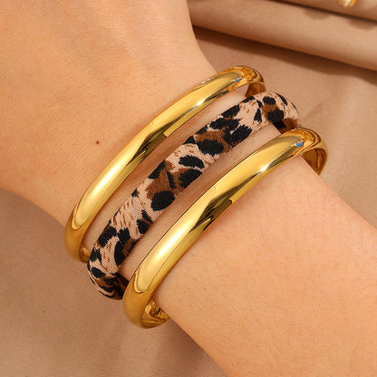 Roman Style Solid Color Bangle For Super Bowl Featuring 304 Stainless Steel With 18K Real Gold Plated And Stone-Free Inlay