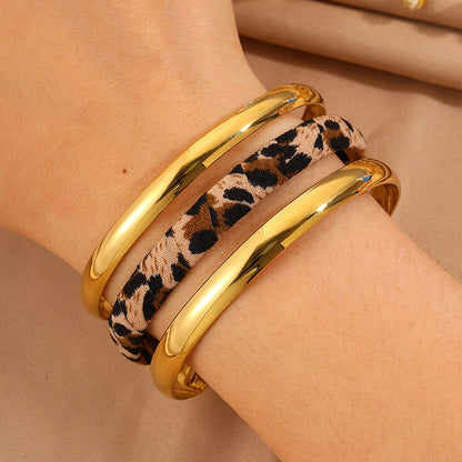 Roman Style Solid Color Bangle For Super Bowl Featuring 304 Stainless Steel With 18K Real Gold Plated And Stone-Free Inlay