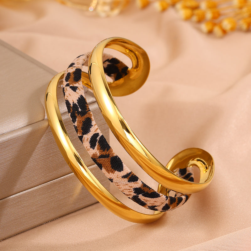 Roman Style Solid Color Bangle For Super Bowl Featuring 304 Stainless Steel With 18K Real Gold Plated And Stone-Free Inlay