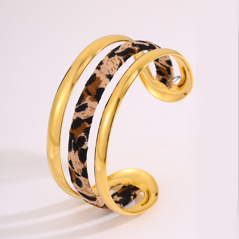 Roman Style Solid Color Bangle For Super Bowl Featuring 304 Stainless Steel With 18K Real Gold Plated And Stone-Free Inlay